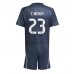 Real Madrid Ferland Mendy #23 Bortedraktsett Barn 2025-26 Korte ermer (+ Korte bukser)
